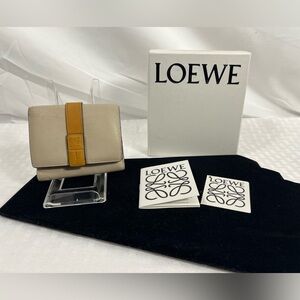 Loewe Anagram Compact Leather Wallet Beige Tan Spain Box